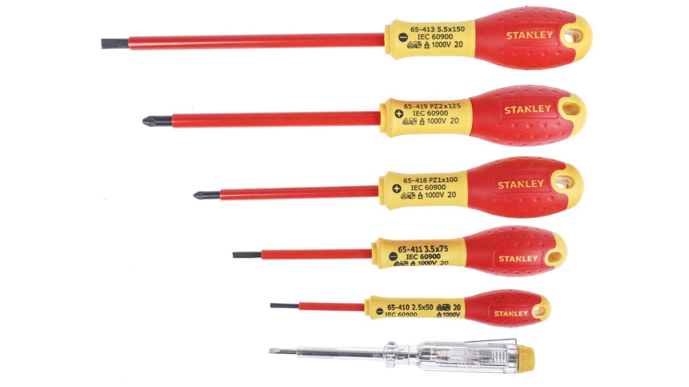 Stanley 0-65-443 Pozidriv; Slotted Insulated Screwdriver Set, 6-Piece