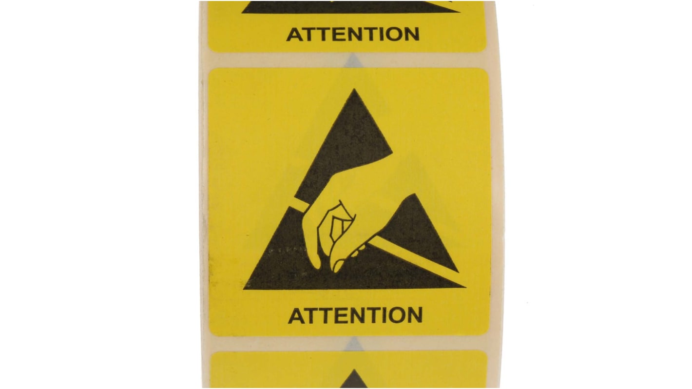 Etichetta ESD "Attention", Adesiva, conf. da 1000 pz.