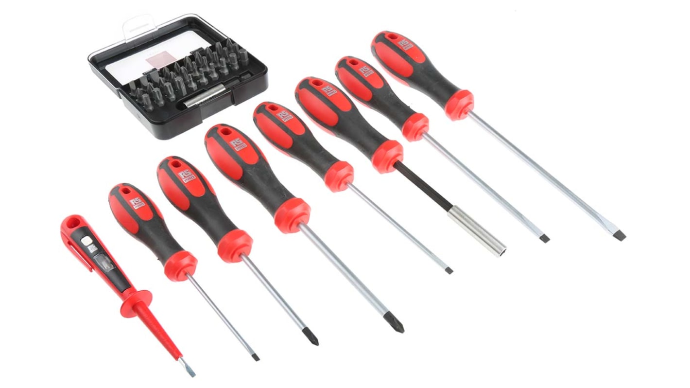RS PRO F99-E3901 Hexagon; Phillips; Pozidriv; Slotted; Torx Bit Holder & Standard Screwdriver Set, 39-Piece