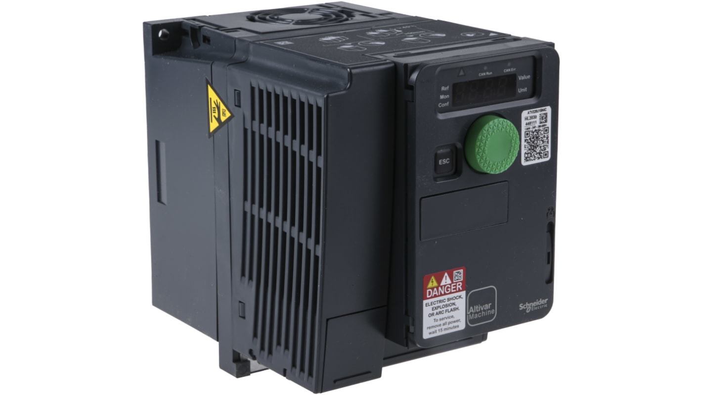 Variador de velocidad Schneider Electric serie ATV32, 1,5 kW, 400 V ac, 3 fases, 6,4 A, 0.1 → 599Hz, IP20,