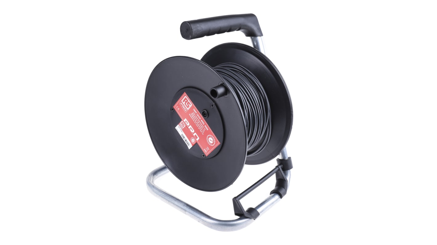 RS PRO Black Test Lead Extension Reel, 50m Cable Length, CAT II 1000 V safety category