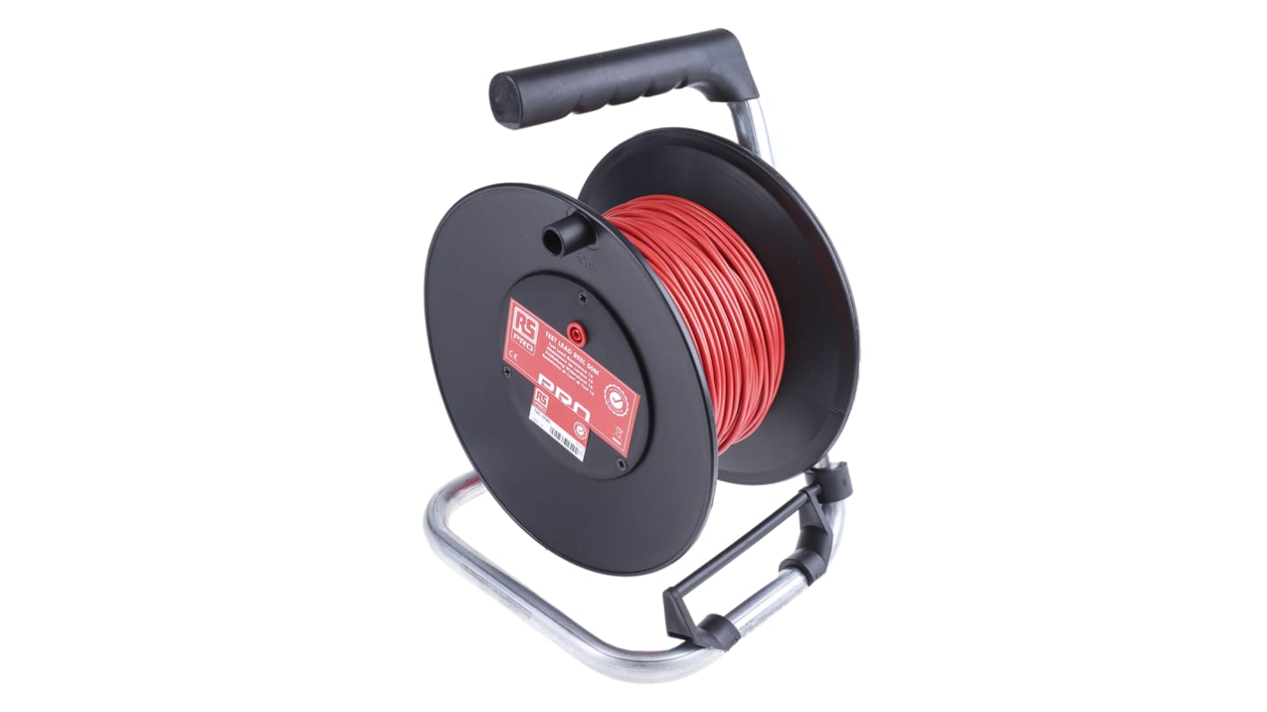 RS PRO Red Test Lead Extension Reel, 50m Cable Length, CAT II 1000 V safety category