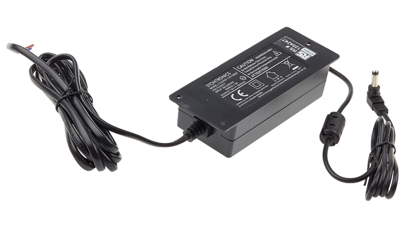 RS PRO 60W Plug-In AC/DC Adapter 12V dc Output, 0 → 5A Output