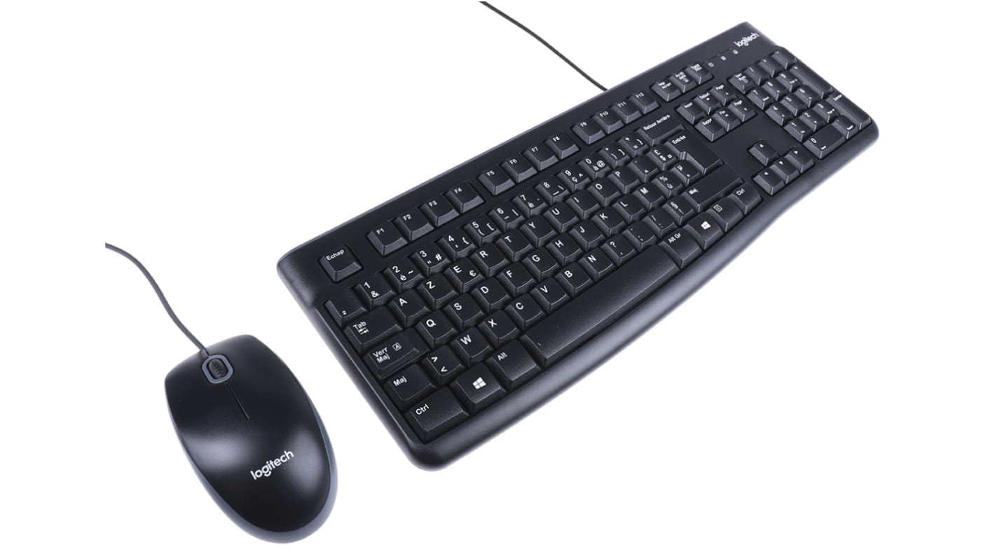 Logitech MK120 Wired Keyboard and Mouse Set, AZERTY (France), Black