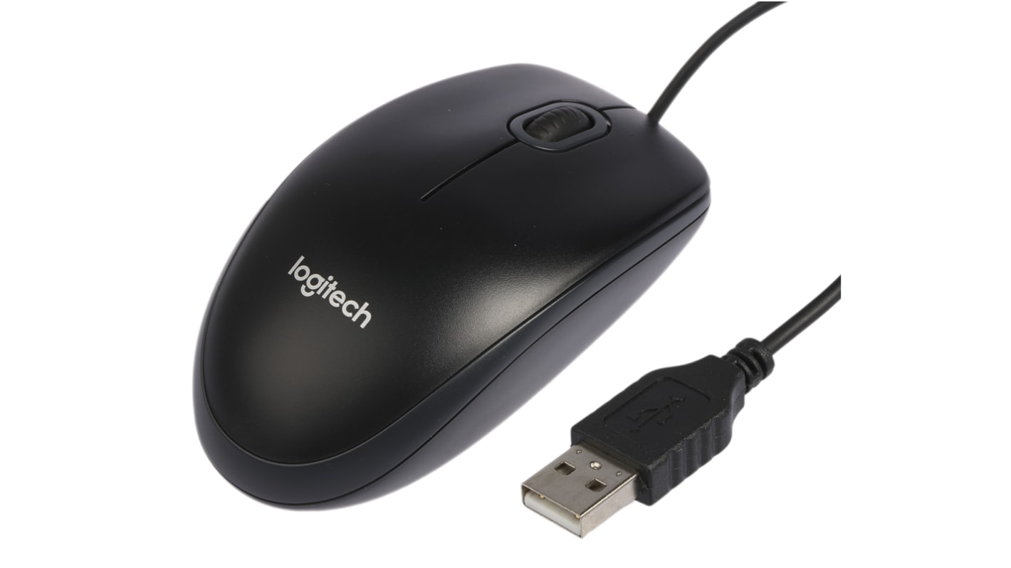 Logitech B100 3 Button Wired Optical Mouse Black