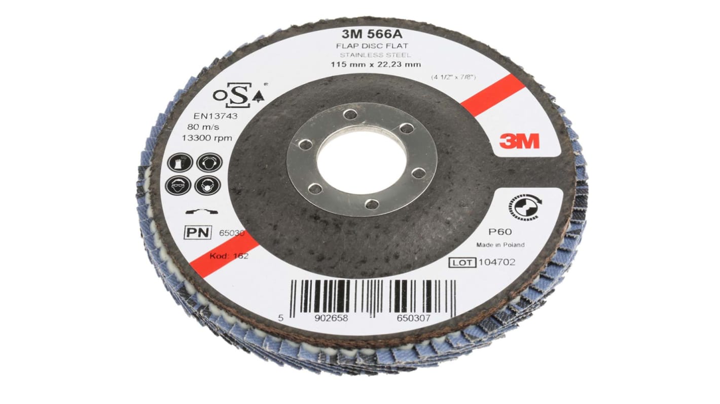 3M Zirconia Aluminium Flap Disc, 115mm, P60 Grit