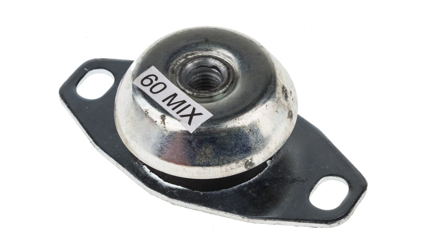 RS PRO Round M12 Anti Vibration Mount with 118kg Compression Load