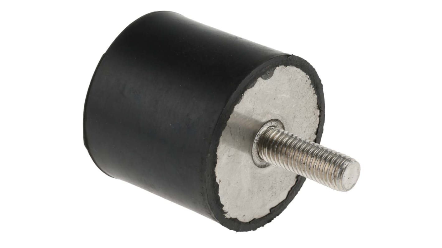 RS PRO Cylindrical M10 Anti Vibration Mount, Male to Female Bobbin with 154.22kg Compression Load