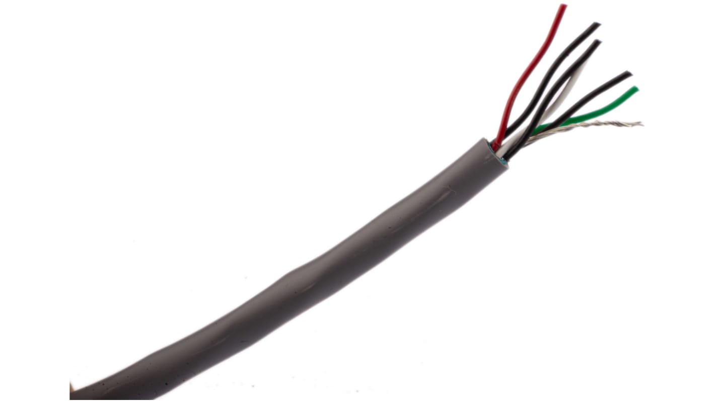 Alpha Wire 6芯3对屏蔽线 0.23 mm²双绞线 数据电缆, 24 AWG, Alpha Essentials Communication & Control系列, PVC灰色护套