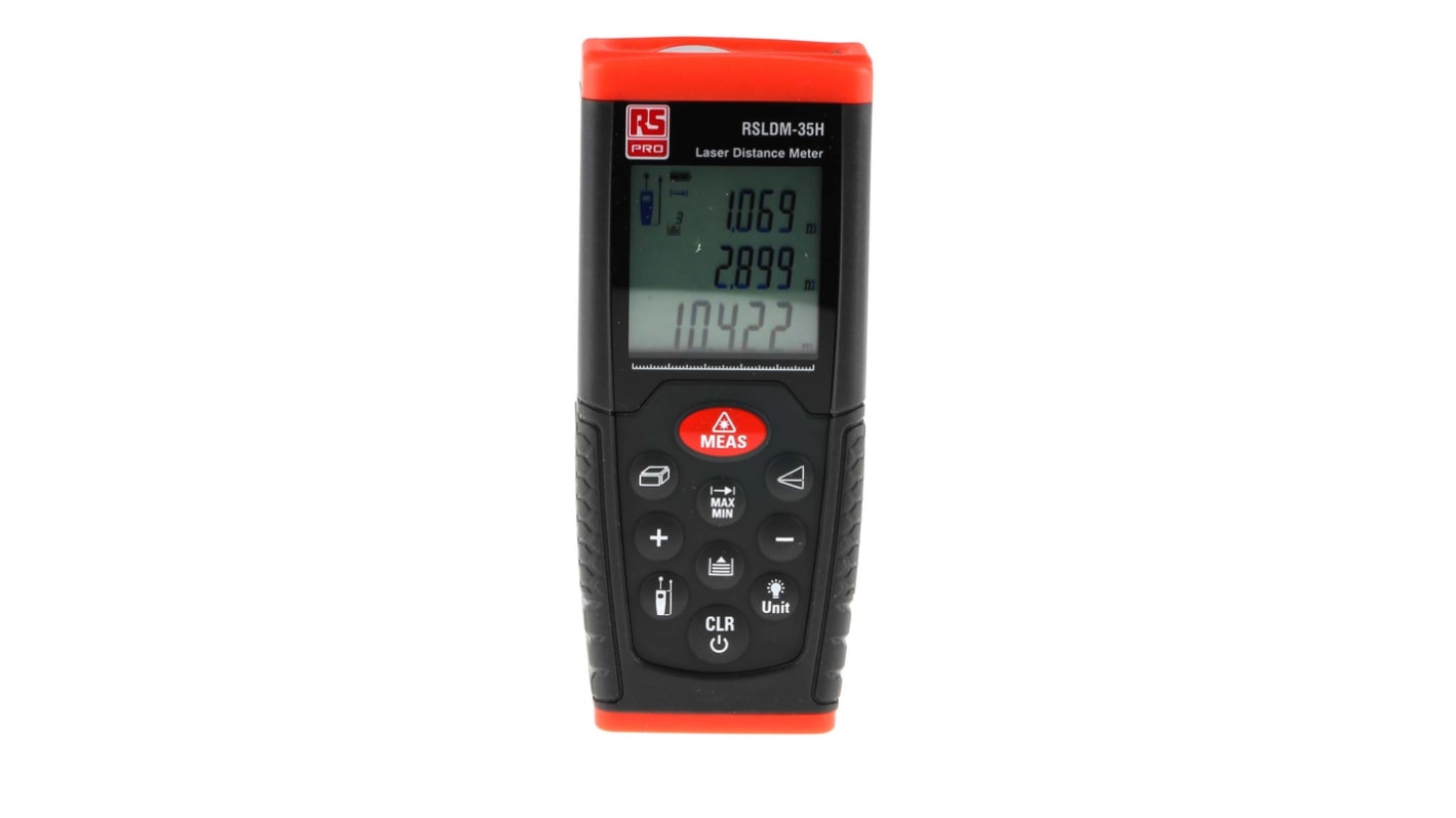 RS PRO RSLDM-35H Laser Measure, 0.05 → 35m Range, ±1.5 mm Accuracy