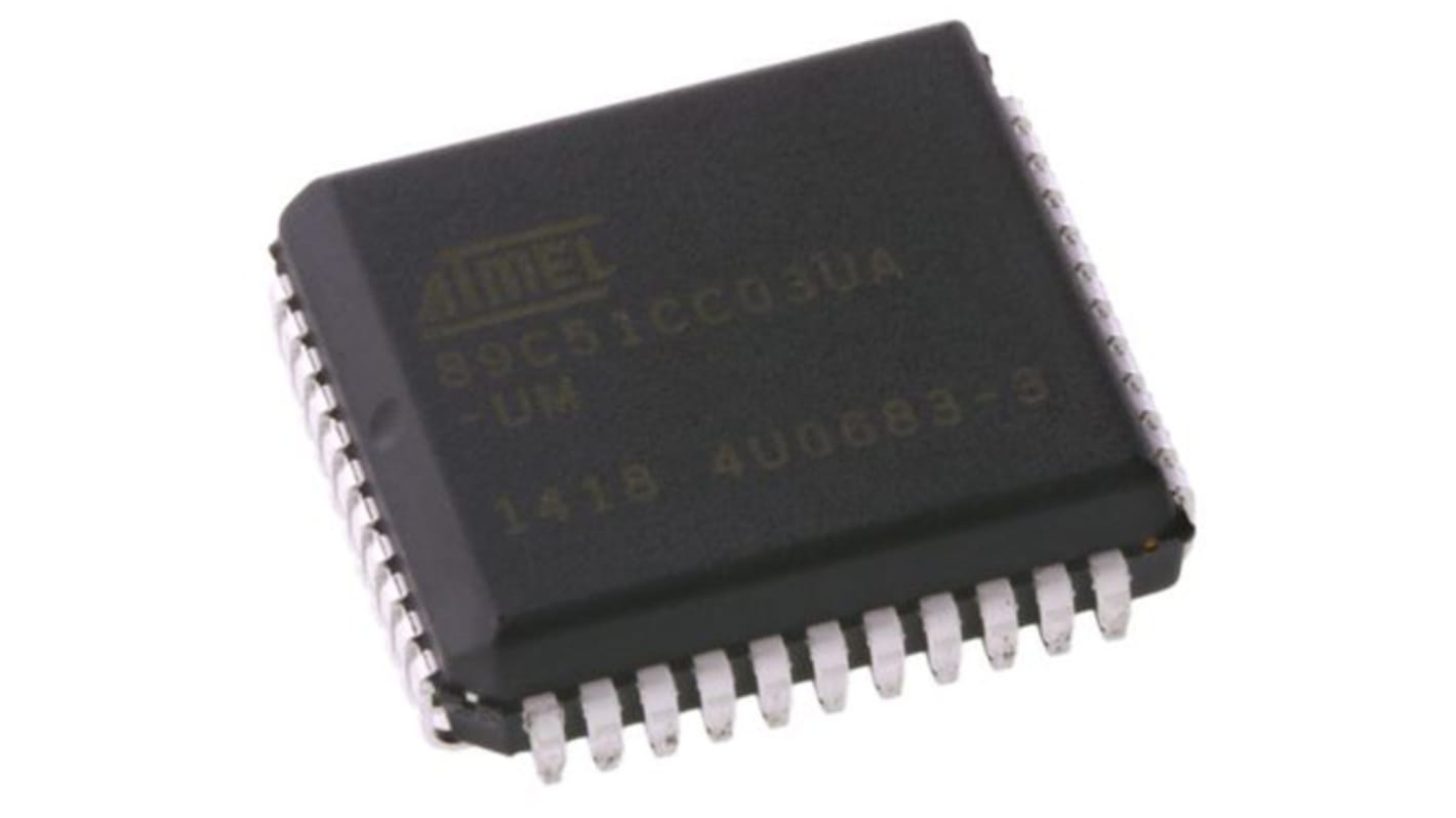 Microchip AT89C51CC03UA-SLSUM, 8bit 80C51 Microcontroller, AT89, 40 MHz, 60 MHz, 64 kB Flash, 44-Pin PLCC
