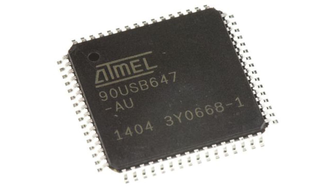 Microchip AT90 マイコン, 16MHz, 64 kB, フラッシュ, 64-Pin TQFP