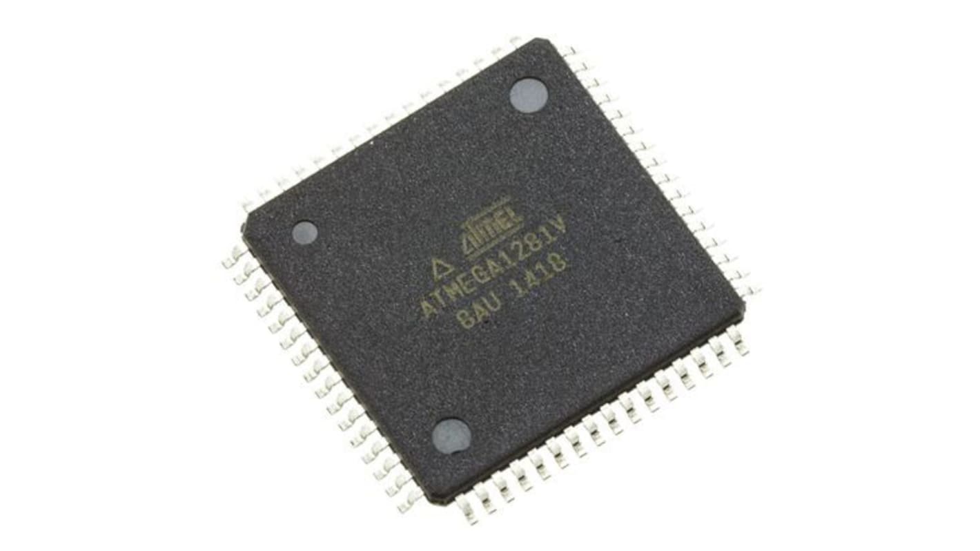 Microchip ATMEGA1281V-8AU, 8bit AVR Microcontroller, ATmega, 8MHz, 128 kB Flash, 64-Pin TQFP