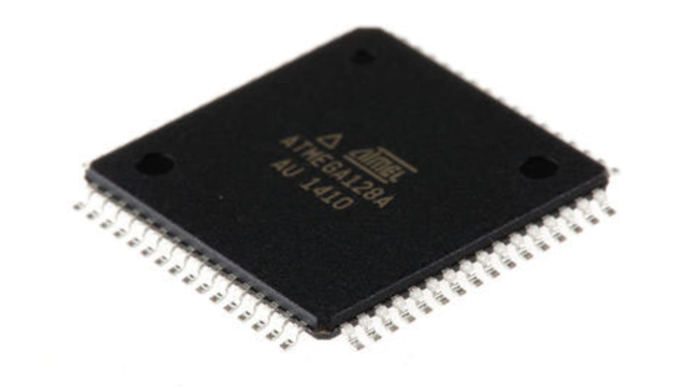 Mikrokontroler Microchip ATmega TQFP 64-pinowy Montaż powierzchniowy AVR 128 kB 8bit 16MHz RAM:4 kB Flash 2,7 →