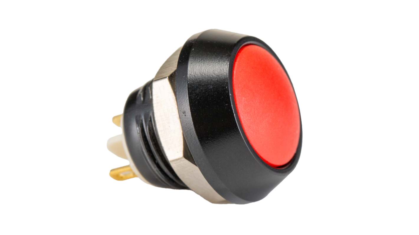 Bulgin MMP0120 Series Push Button Switch, Momentary, Panel Mount, 12mm Cutout, SPST, 36V dc, IP67