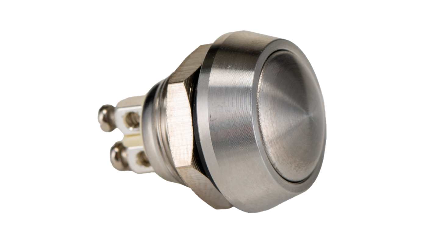 Bulgin MMP0120 Series Push Button Switch, Momentary, Panel Mount, 12mm Cutout, SPST, 36V dc, IP67