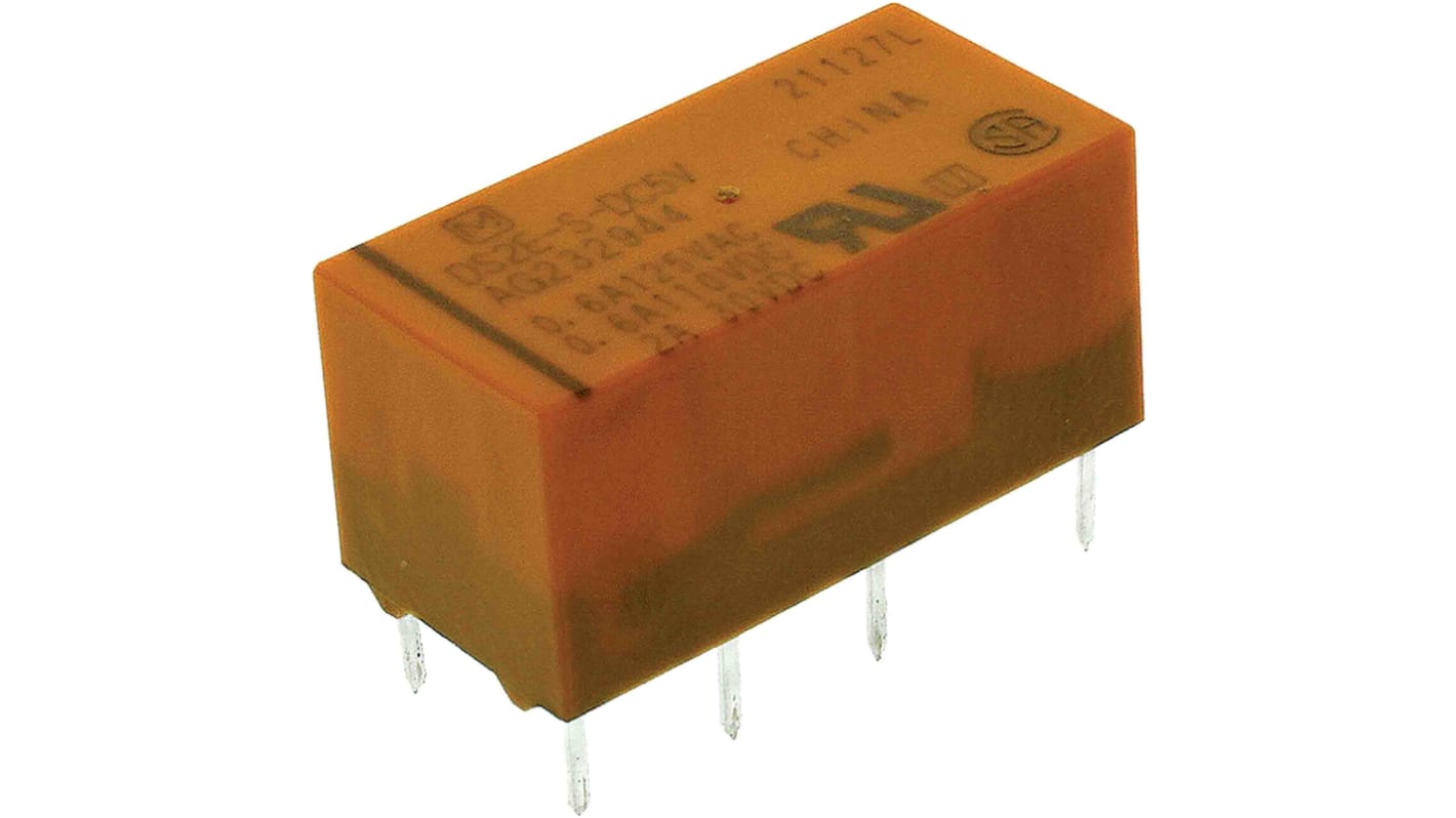 Panasonic PCB Mount Signal Relay, 5V dc Coil, 3A Switching Current, DPDT