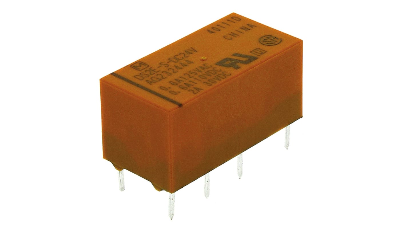 Panasonic PCB Mount Signal Relay, 24V dc Coil, 3A Switching Current, DPDT
