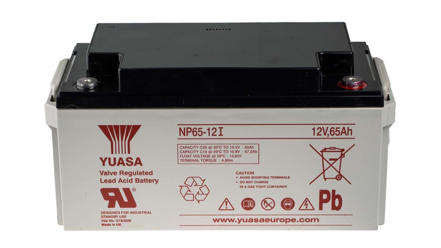 Yuasa 12V65AH密封铅酸电池, VRLA AGM结构, M6插件接端