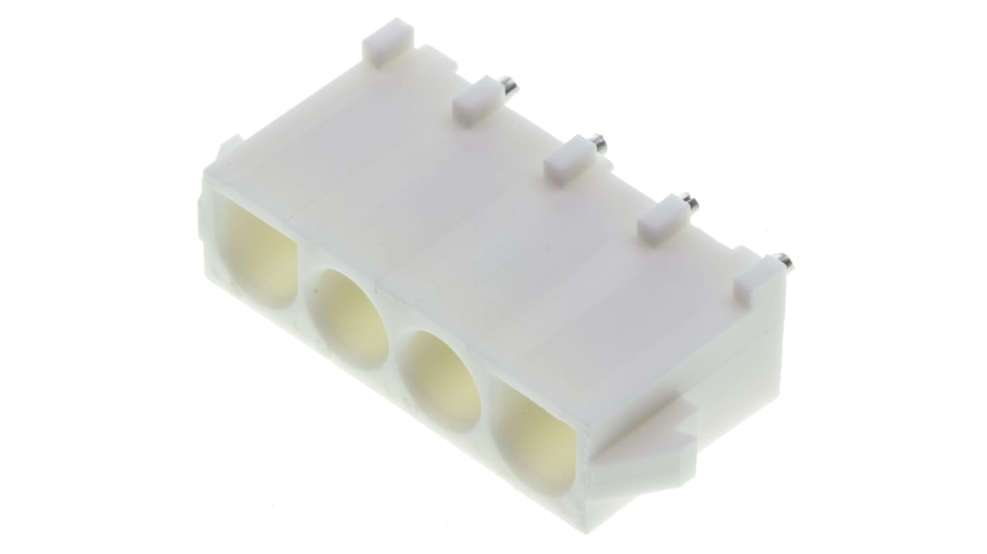 TE Connectivity 4p单排排针 直向线对板连接器, 6.35mm间距, 19.0A, 600.0 V, THT安装, Universal MATE-N-LOK系列