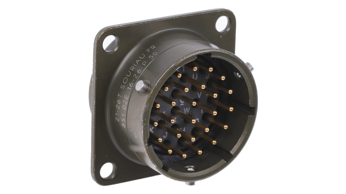 Souriau Sunbank by Eaton, 851, Copper Alloy 26 Way Panel Mount MIL Spec Circular Connector Receptacle, Pin