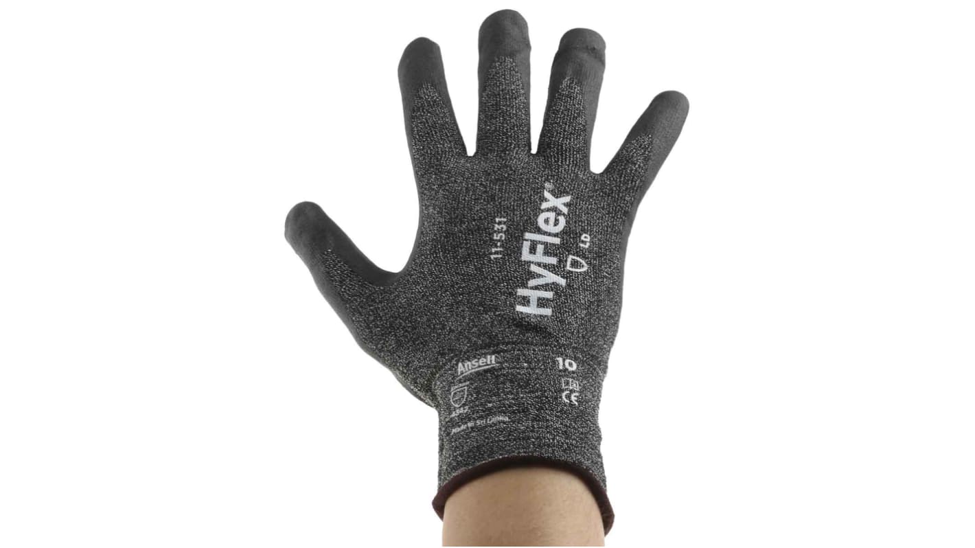 Ansell HyFlex 11-931 Grey Nylon Cut Resistant Work Gloves, Size 9, Nitrile Coating