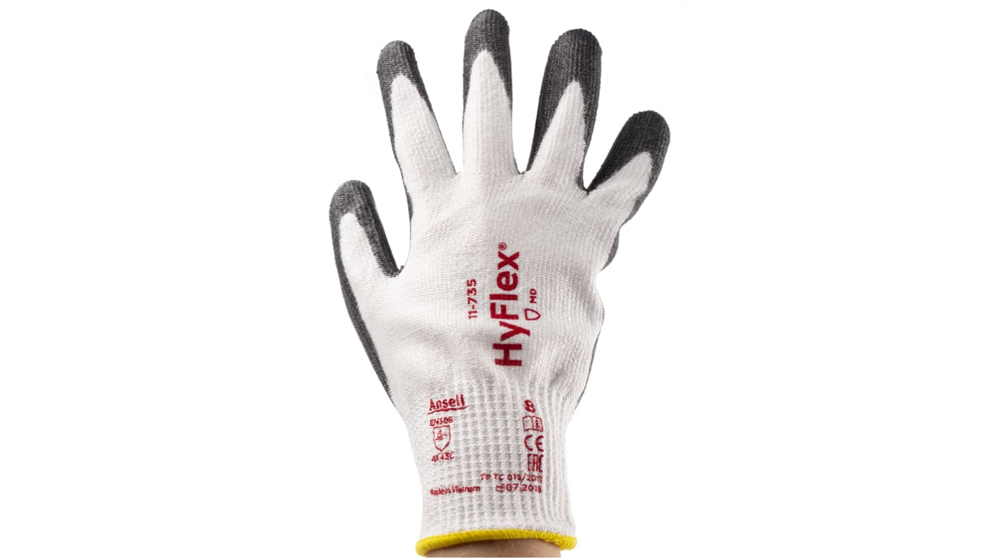 Ansell HyFlex 11-735 Arbeitshandschuhe Größe 8 Schneidfest Nylon Weiß 1Paar