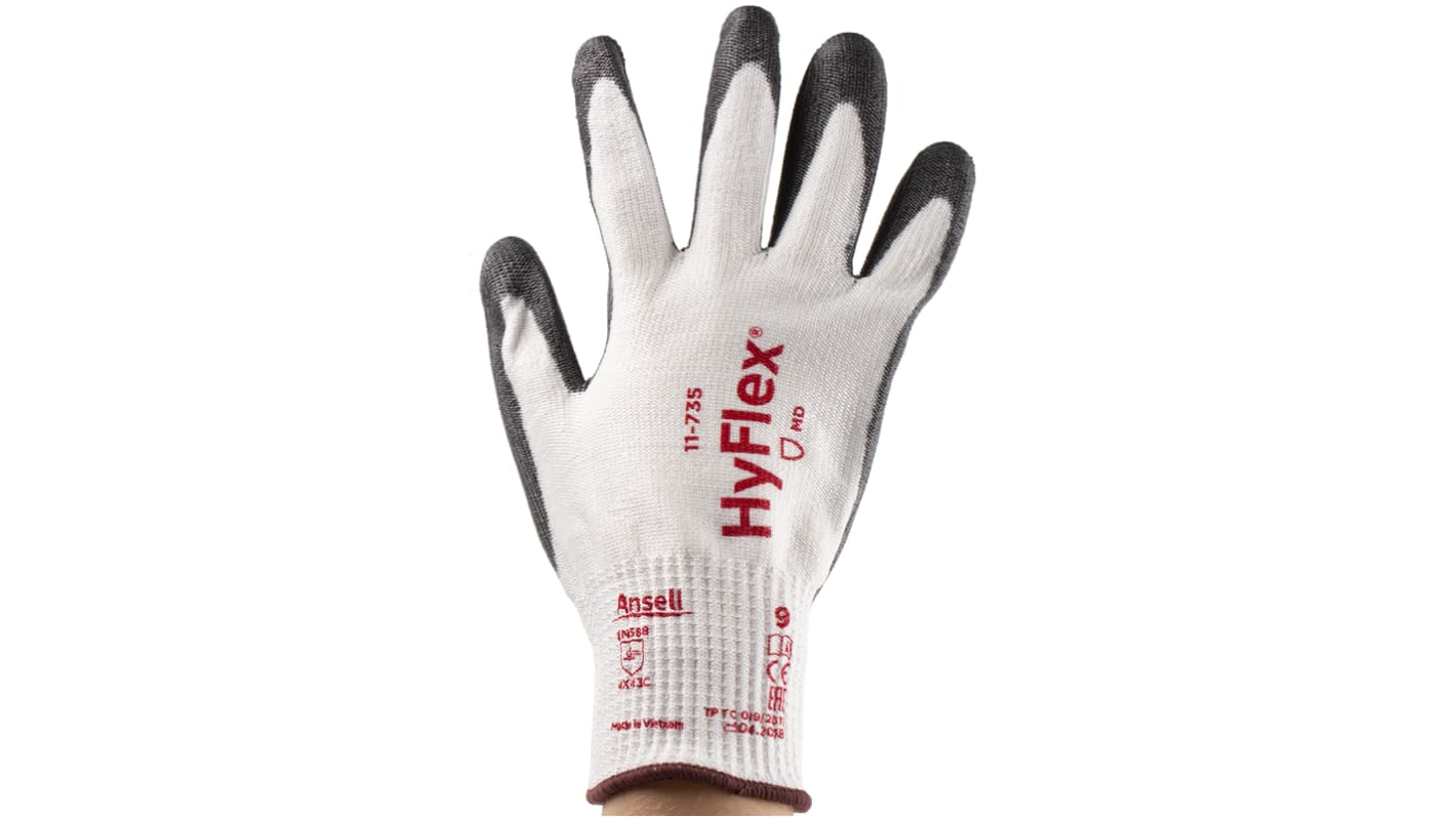 Ansell HyFlex 11-735 Arbeitshandschuhe Größe 9 Schneidfest Nylon Weiß 1Paar