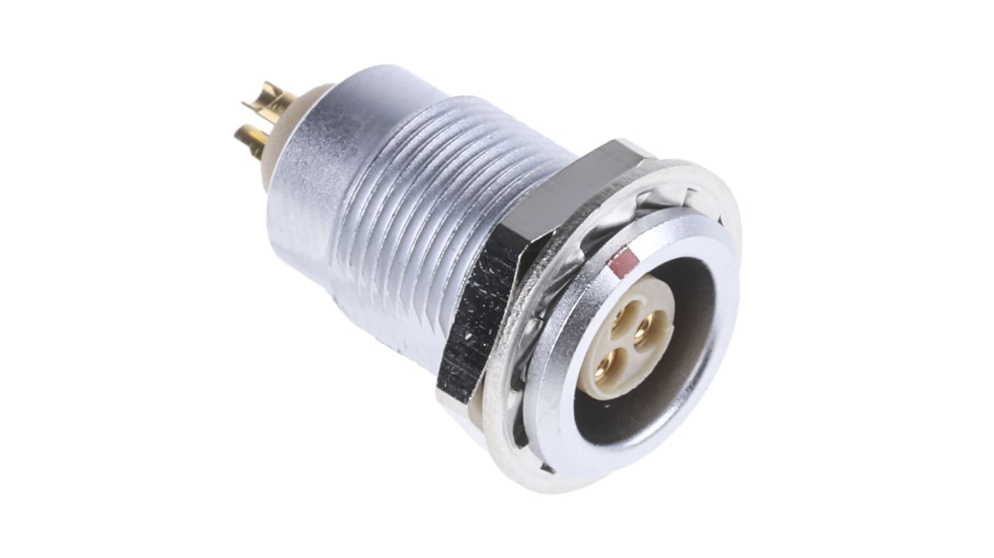 Lemo Circular Connector, 3 Contacts, Panel Mount, Socket, Female, IP50, 0B Series