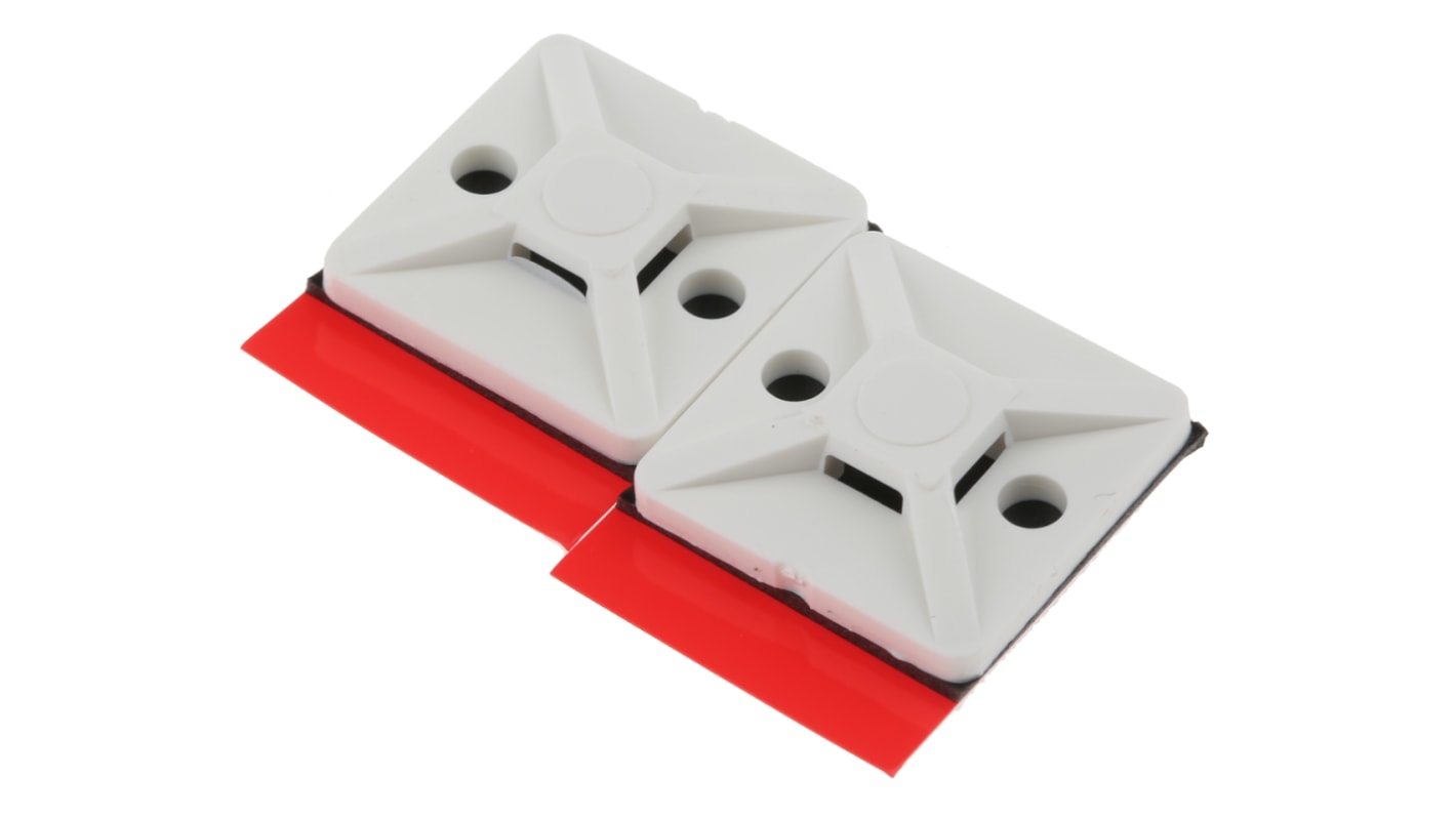 Supporto fascette HellermannTyton, col. Bianco, autoadesivo, 19mm x 19 mm, Ø fissaggio 3.1mm, 100 pezzi