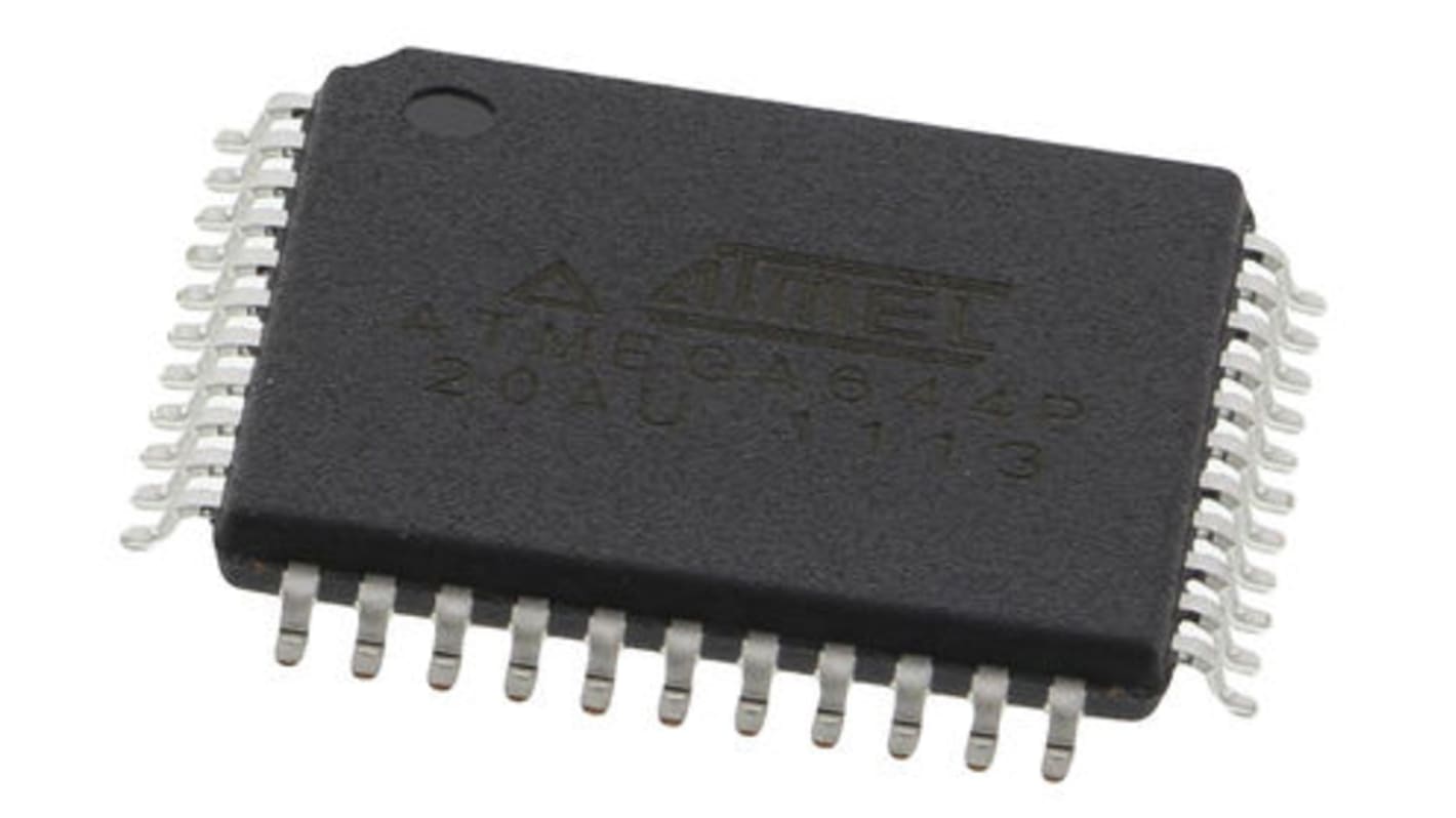 Microchip, 8bit AVR, ATmega Microcontroller, 20MHz, 64 kB Flash, 44-Pin TQFP