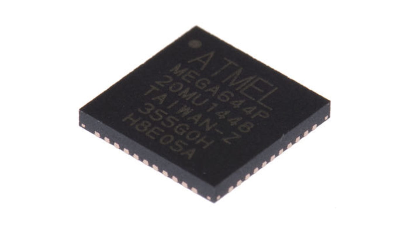 Microchip ATMEGA644P-20MU, 8bit AVR Microcontroller, ATmega, 20MHz, 64 kB Flash, 44-Pin VQFN