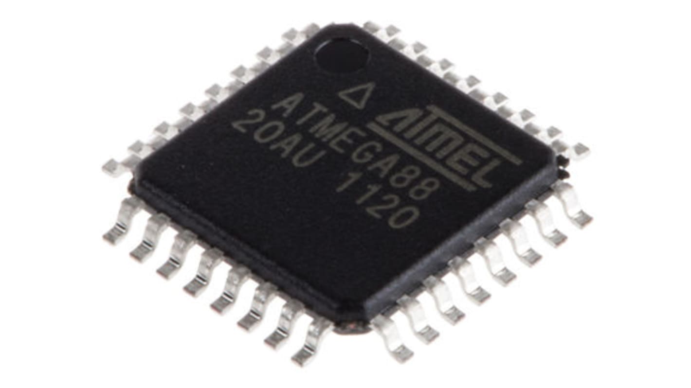 Microchip ATmega单片机, AVR内核, 32针, TQFP, 最大20MHz, 8 kB 闪存, 1 kB RAM