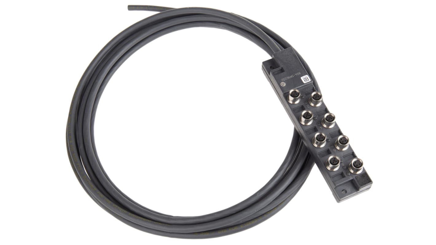Alpha Wire Alpha Connect Series Sensor Box, M8, 5m cable, 3 way, 8 port