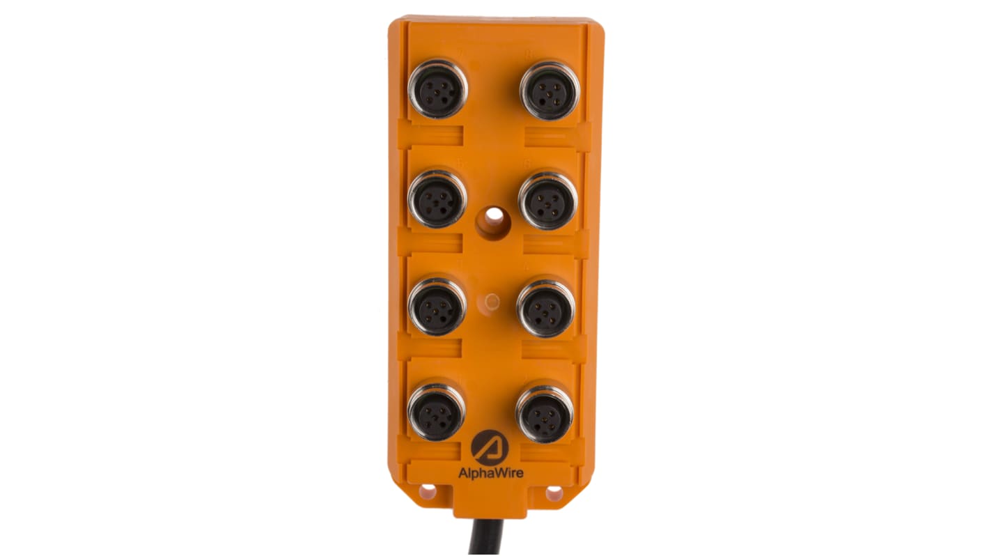 Alpha Wire Alpha Connect Series Sensor Box, M12, 5m cable, 5 way, 8 port