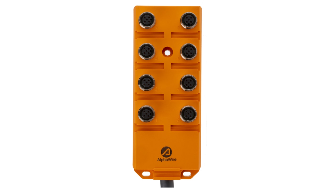 Alpha Wire Alpha Connect Series Sensor Box, M12, 5m cable, 5 way, 8 port