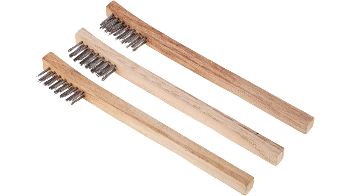 Cottam 不锈钢钢丝刷, 12mm长刷毛, 2排刷毛, 用于表面处理, 25mmx192mm, 木柄