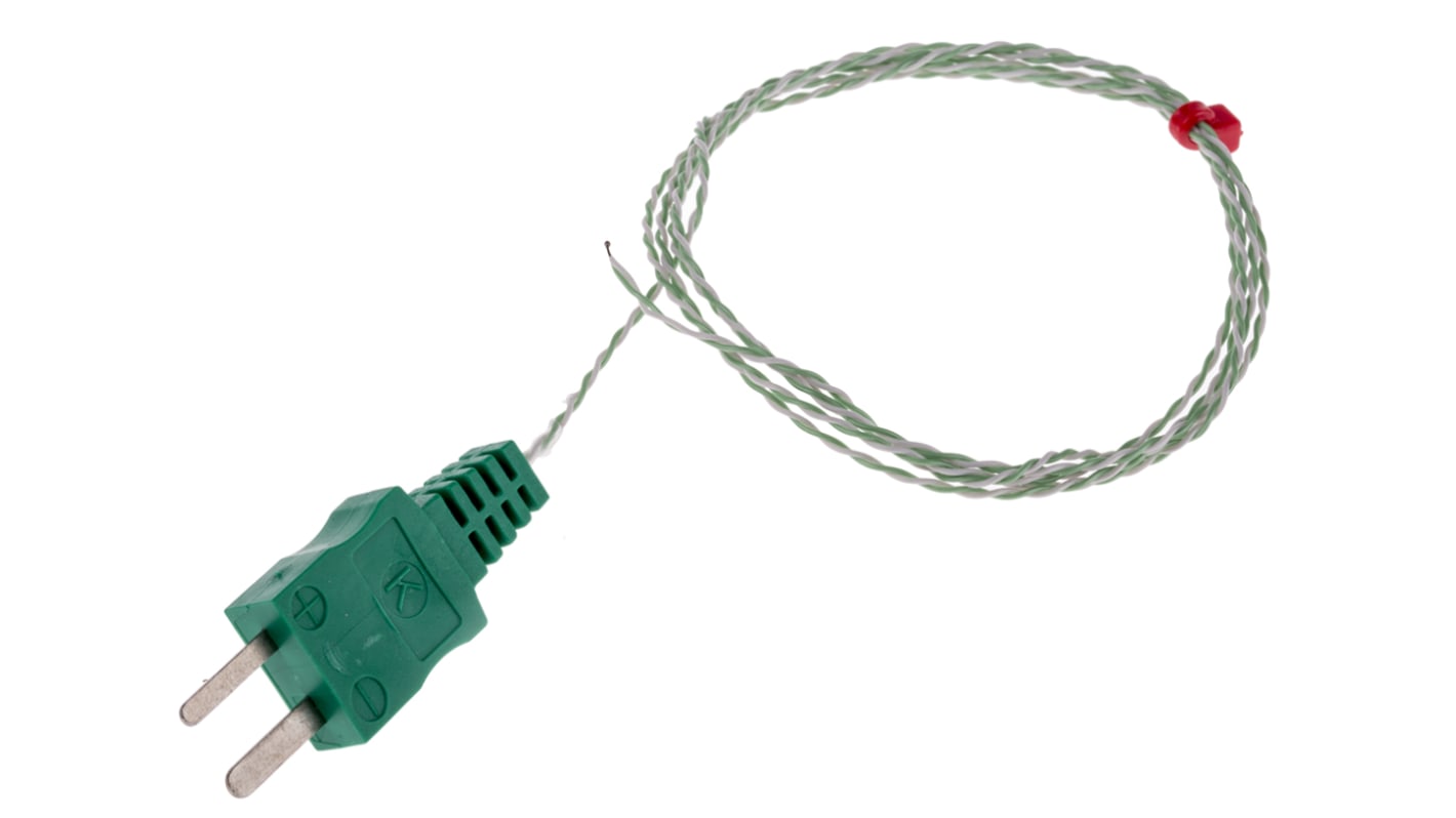 RS PRO Type K Exposed Junction Thermocouple 1m Length, 1/0.3mm Diameter → +260°C