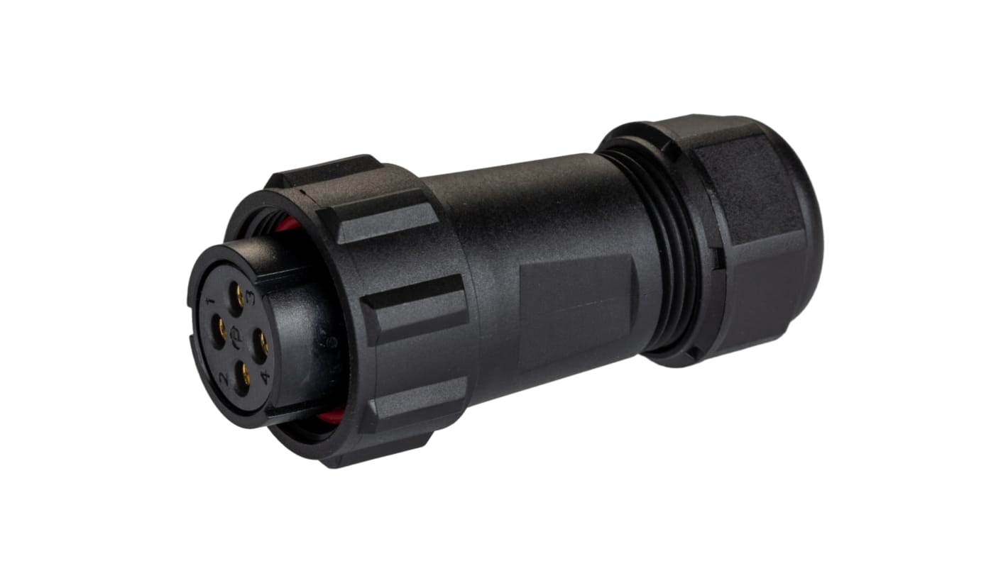 Conector circular RS PRO macho de 4 vías hembra, montaje aéreo, IP68