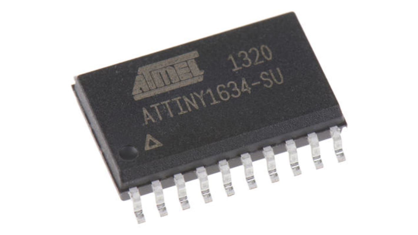 Microcontrolador Microchip ATTINY1634-SU, núcleo AVR de 8bit, RAM 1 kB, 12MHZ, SOIC de 20 pines