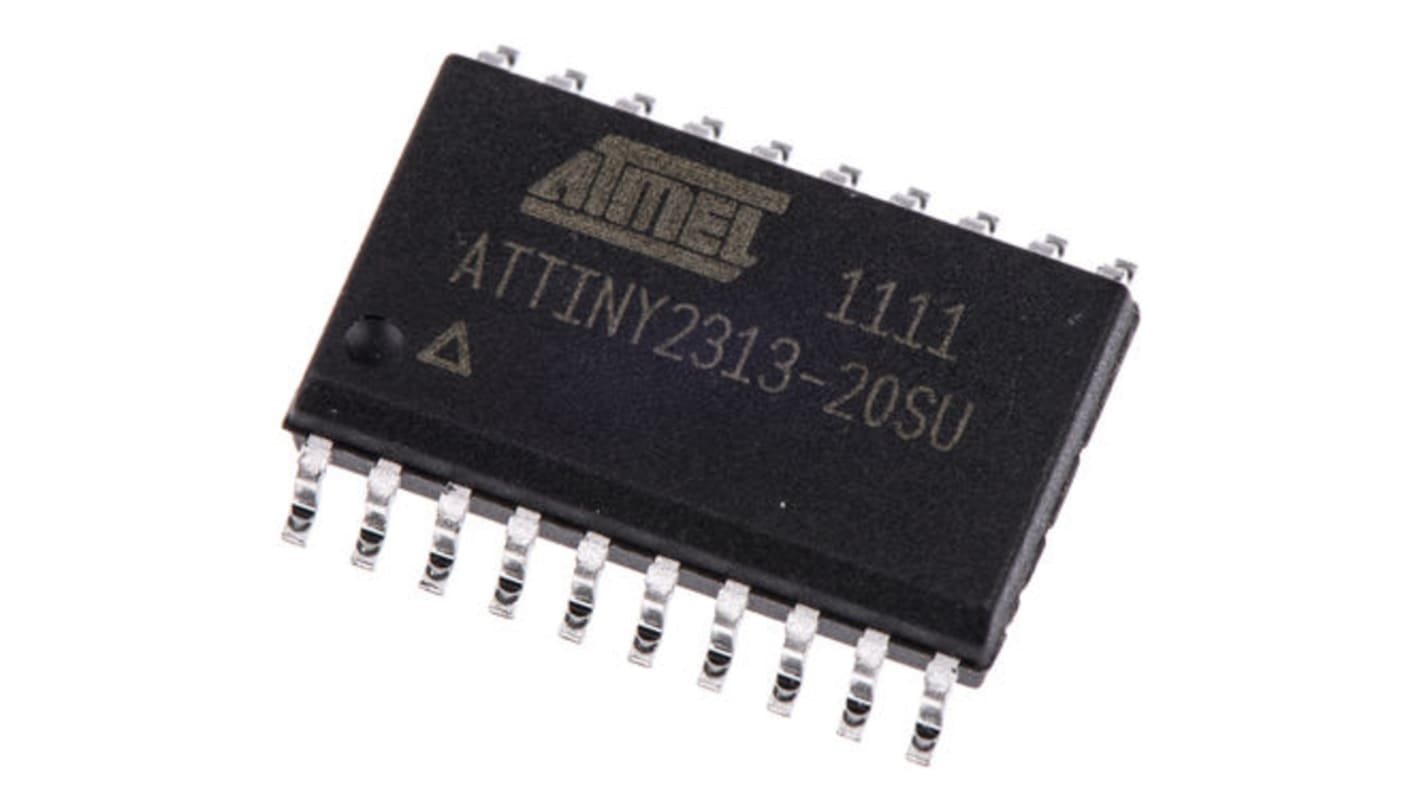 Microcontrolador Microchip ATTINY2313-20SU, núcleo AVR de 8bit, RAM 128 B, 20MHZ, SOIC de 20 pines