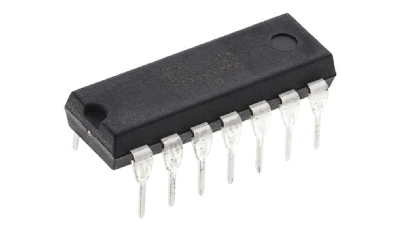 Mikrokontroler Microchip ATtiny44 PDIP 14-pinowy Otwór przezierny AVR 4 kB 8bit CAN: 20MHz RAM:256 B Ethernet: Flash