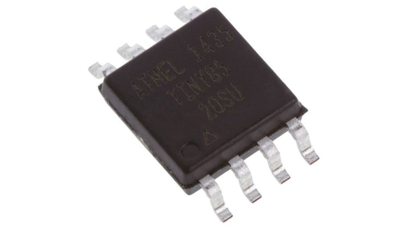 Microchip, 8bit AVR, ATtiny85 Microcontroller, 20MHz, 8 kB Flash, 8-Pin SOIJ