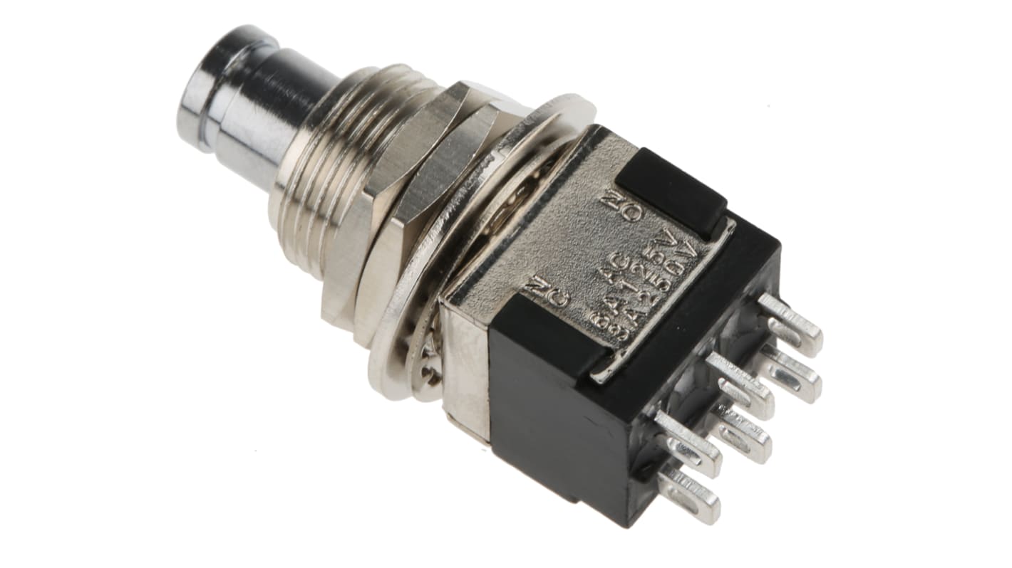 KNITTER-SWITCH Push Button Switch, Momentary, Panel Mount, 12.5mm Cutout, DPDT