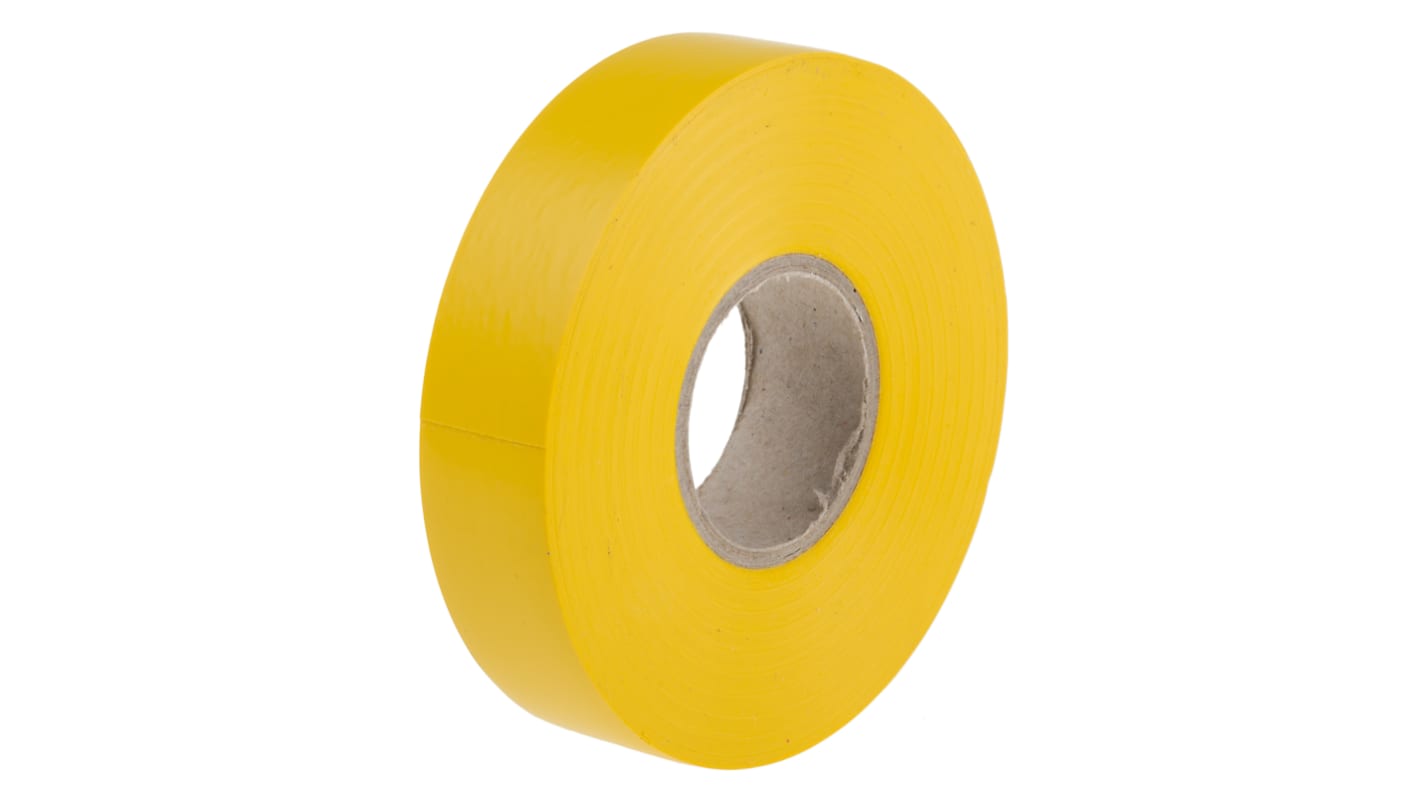 RS PRO PVC电工胶带, 黄色, 19mm宽 x 33m长 x 0.13mm厚, 最高+70°C, 235506