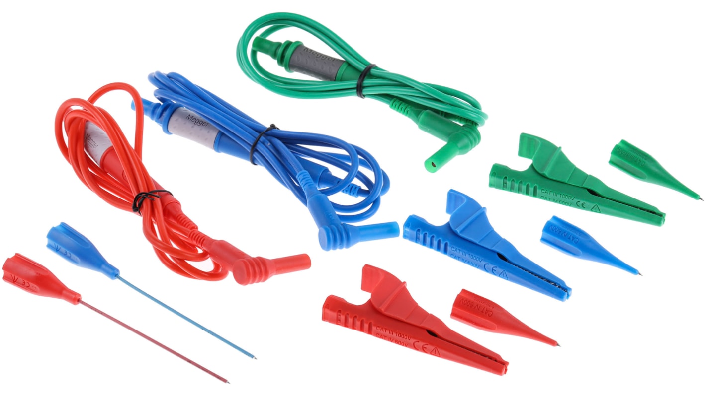 Megger 1001-975 10 A Fused Test Lead Set with Prod & Clip, For Use With MFT1731 On-Site Electrical Installation Tester