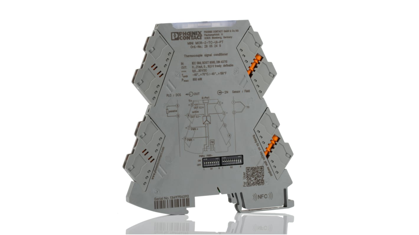 Phoenix Contact MINI MCR Series Signal Conditioner, Thermocouple Input, Current, Voltage Output, 9.6 → 30V dc