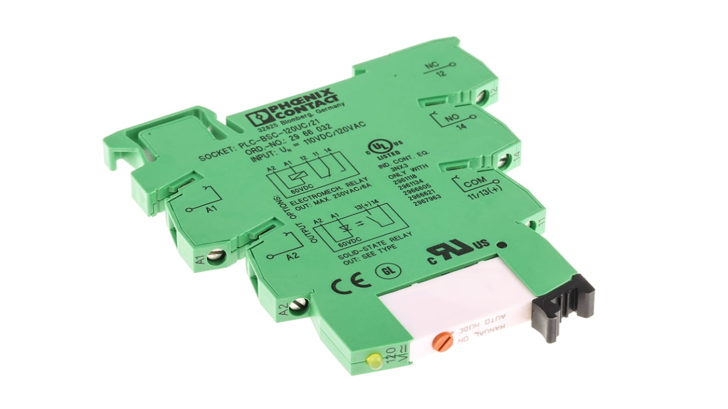 Phoenix Contact PLC-RSC-120UC/21/MS Series Interface Relay, DIN Rail Mount, 110V ac/dc Coil, SPDT, 1-Pole