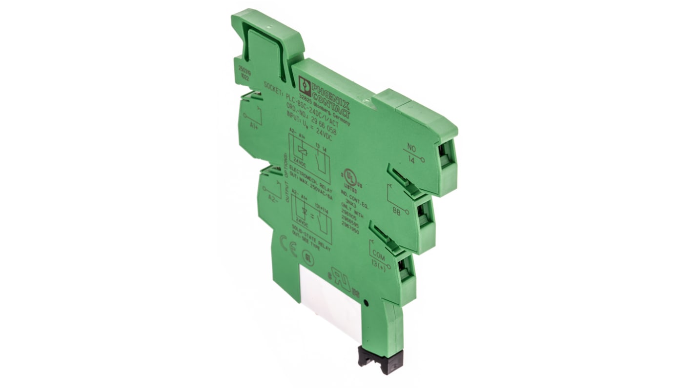 Phoenix Contact PLC-RSC- 24DC/ 1/MS/ACT Series Interface Relay, DIN Rail Mount, 24V dc Coil, SPST, 1-Pole