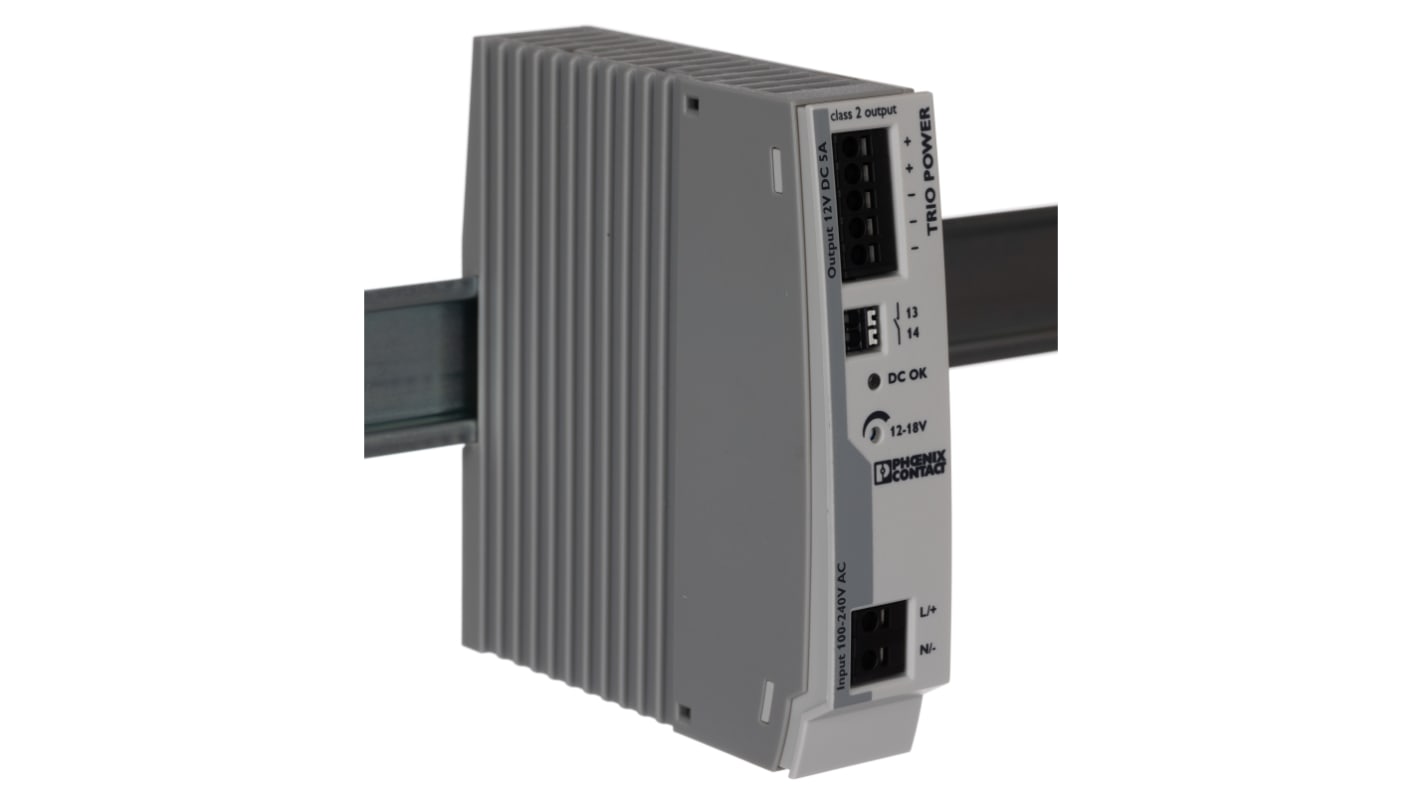 Alimentation pour rail DIN Phoenix Contact, série TRIO-PS-2G/1AC/12DC/5/C2LPS, 85 → 264V c.a.in, 12V c.c.out 5A,